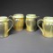 Fluted porcelain mugs, cream/gray with yellow rims