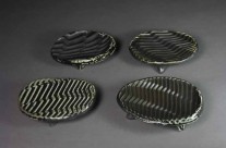 Large Black Oval Soap Dishes.