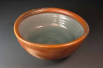 Serving Bowl with Turquoise Crackle Glaze Inside.
