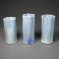 Trio of blue porcelain fluted vases.