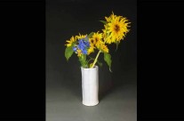 Lilac/blue porcelain fluted vase